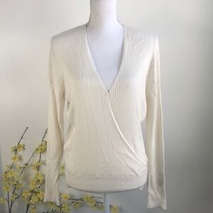 Elodie ivory faux wrap sweater